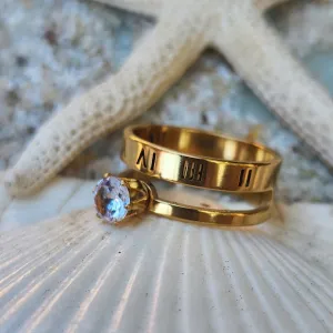 ROMAN NUMERALS - CZ WATERPROOF DOUBLE GOLD RING