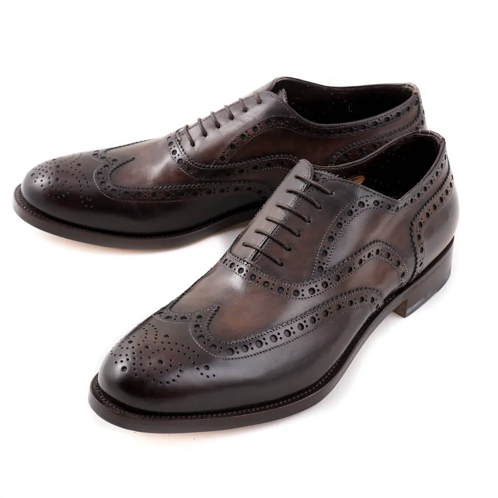 Santoni Wingtip Brogue in Antiqued Brown