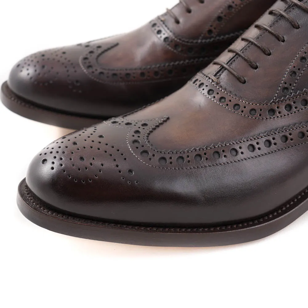 Santoni Wingtip Brogue in Antiqued Brown
