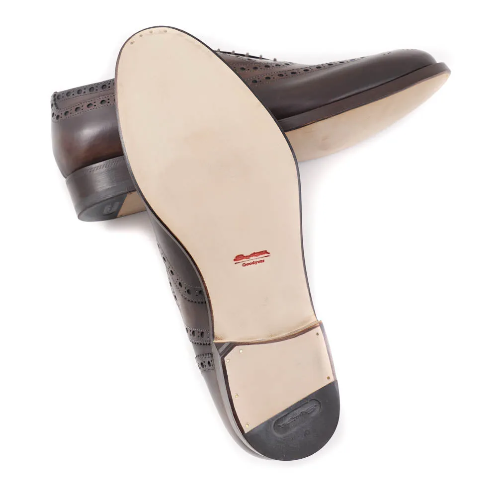 Santoni Wingtip Brogue in Antiqued Brown