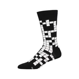 Sunday Crossword Crew Socks - Mens - Black