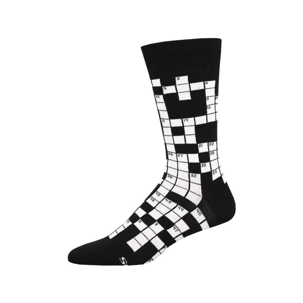 Sunday Crossword Crew Socks - Mens - Black