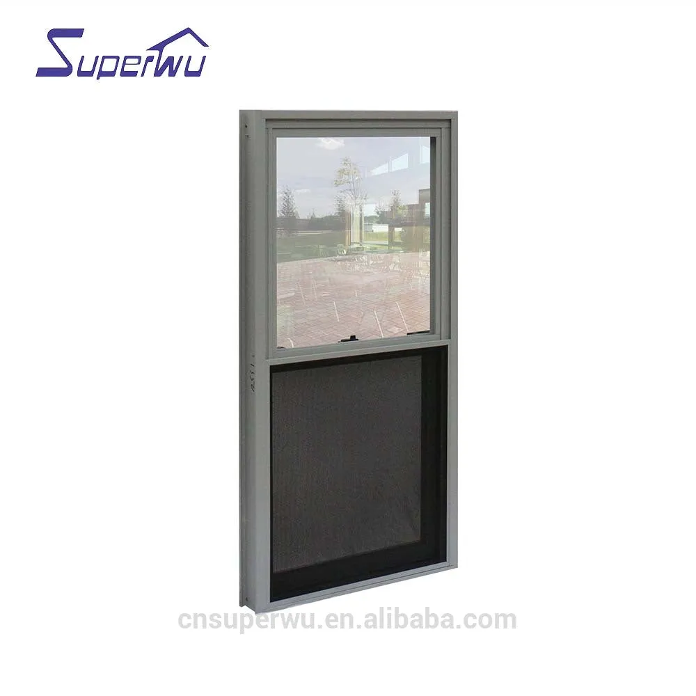 Superwu Aluminum single hung windows double glazed dust proof window with flyscreen