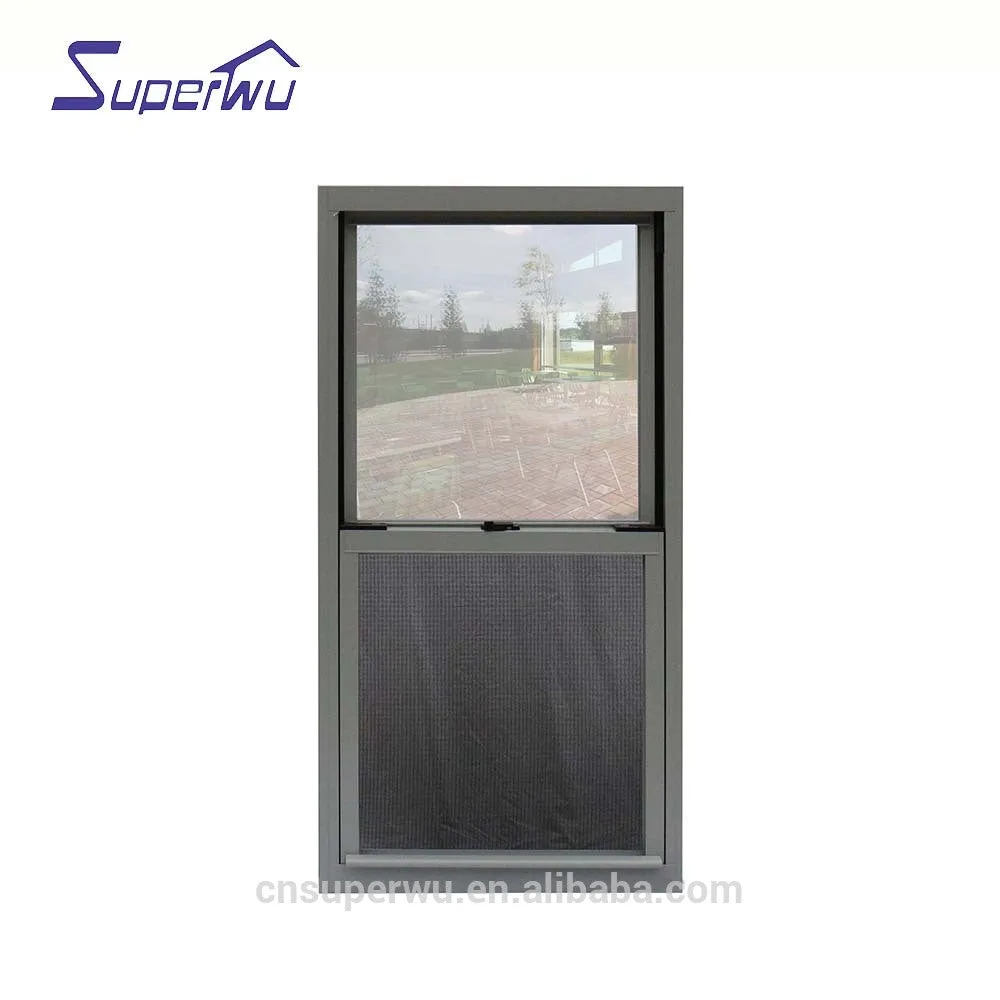 Superwu Aluminum single hung windows double glazed dust proof window with flyscreen