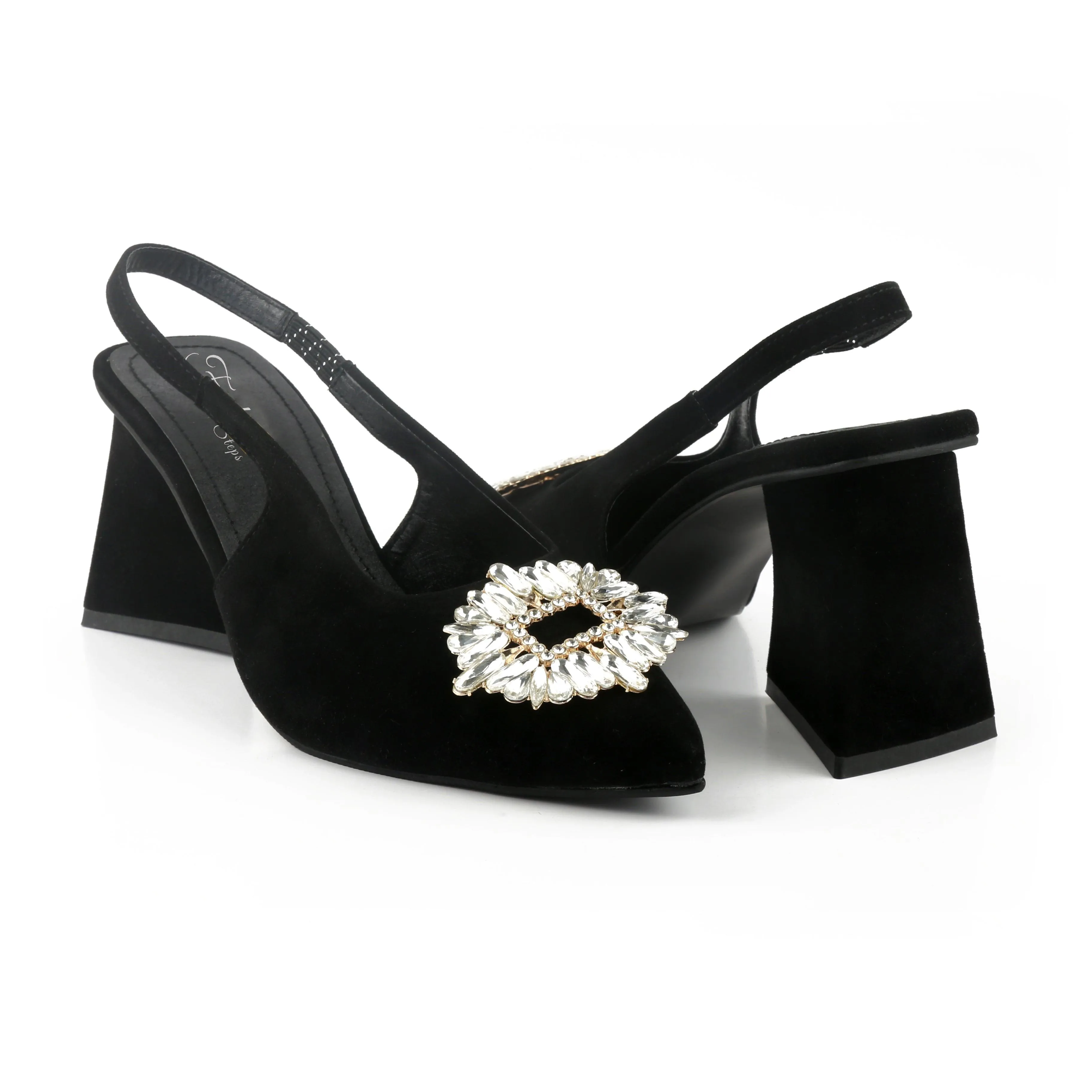 Triangle Zara Heels - (Black)