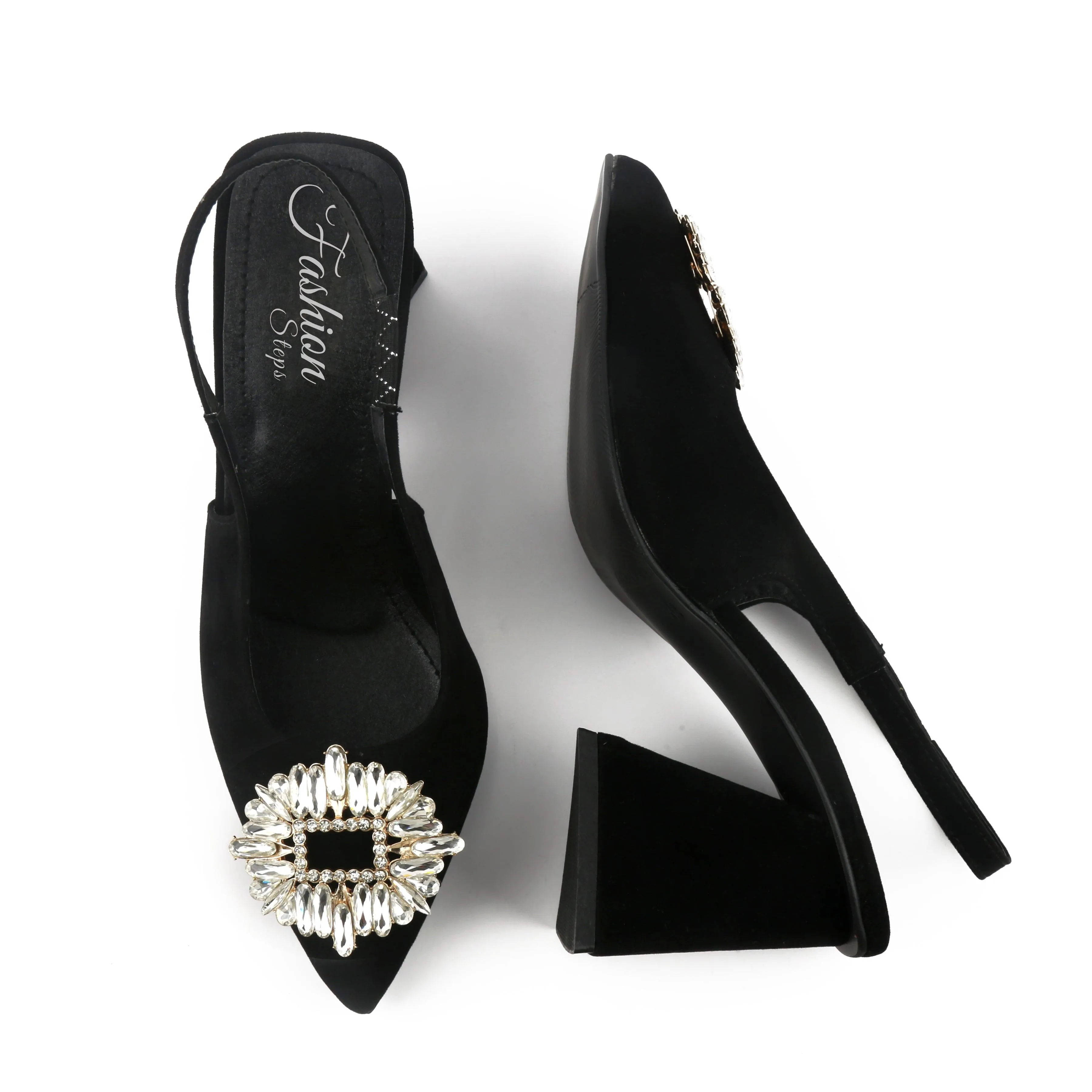 Triangle Zara Heels - (Black)