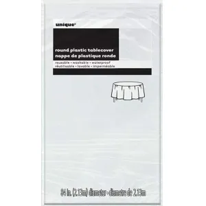 White Plastic Round Tablecover