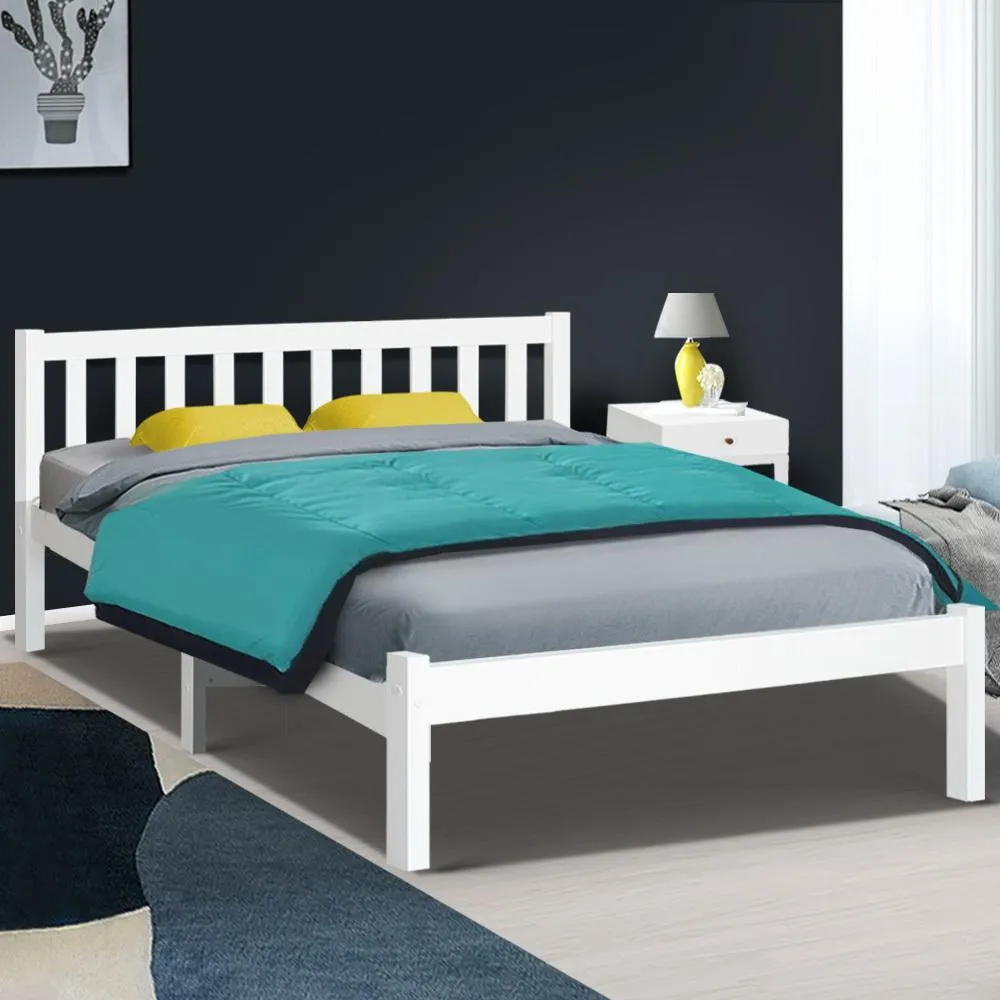 Whitehaven Wooden Double Bed Frame White