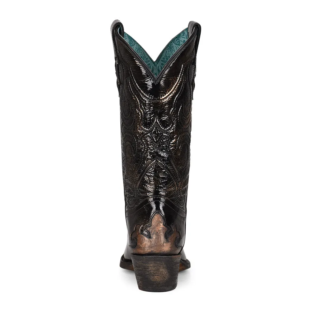 Women's Black Bronze Cowgirl Boots