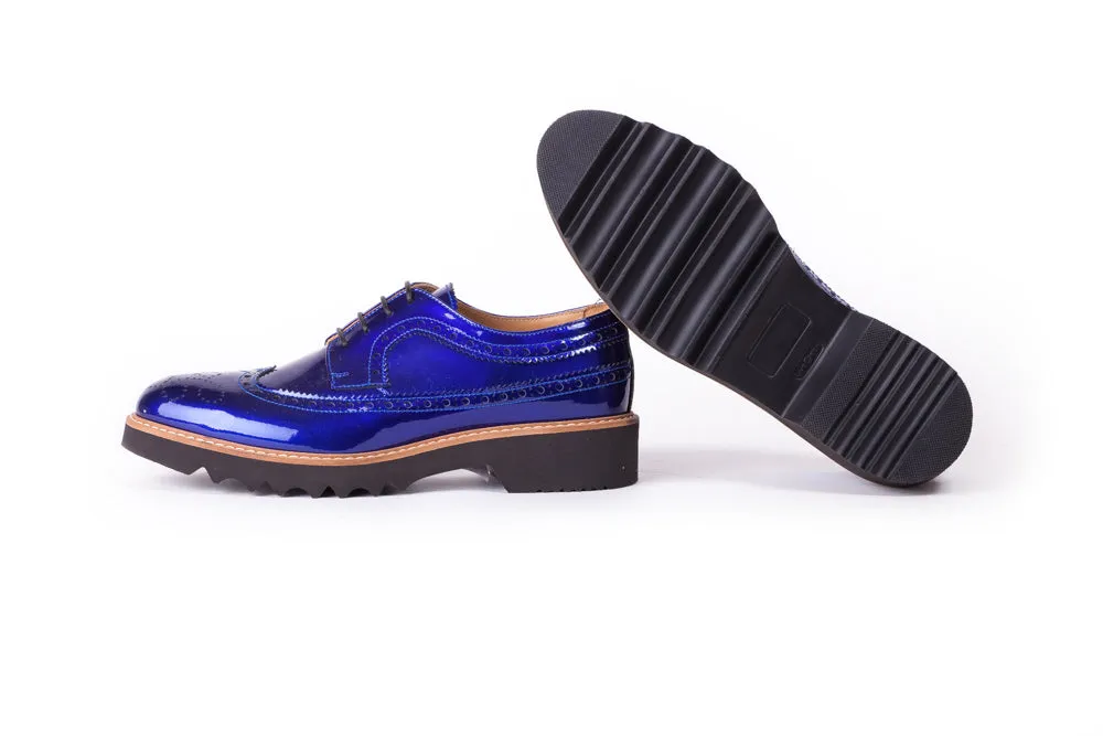 Women's Patent Ink Blue & Tan Brogue Wingtip (2017)