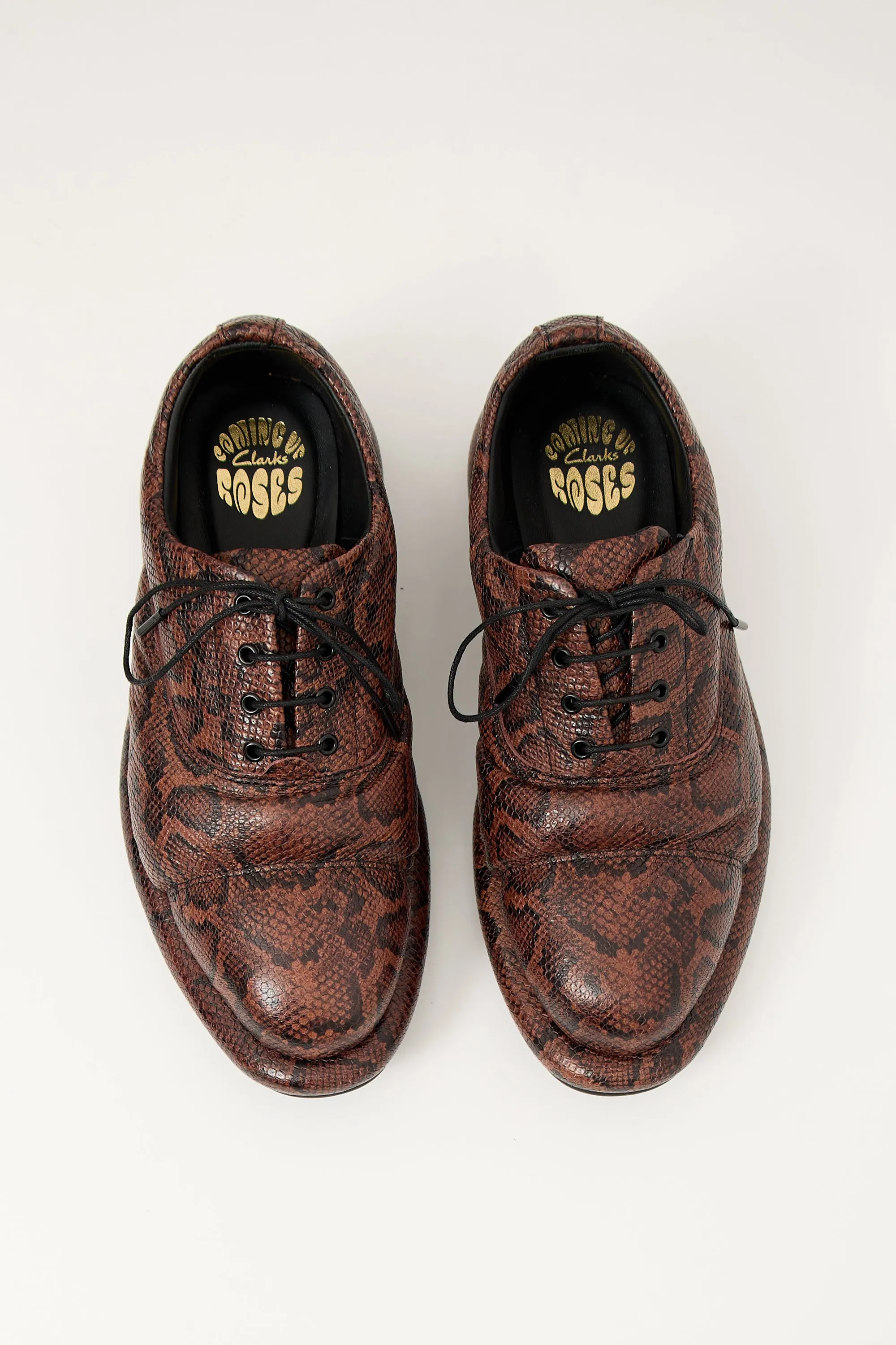 X Clarks Brown & Black Textured Oxford